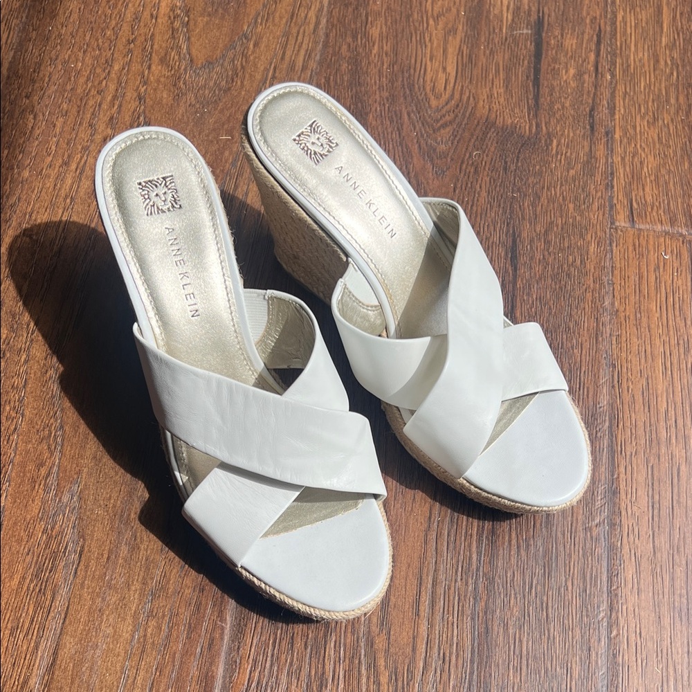 Anne Klein White Wedge Sandals